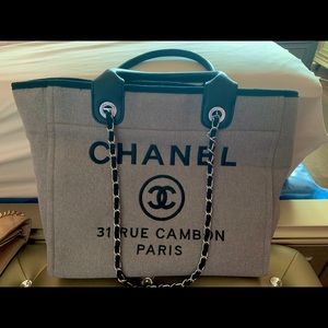 Chanel Deauville Canvas Tote Bag with Purse
